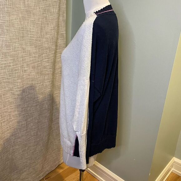 Lisa Todd Borderline Sweater Large Grey Blue Navy Ice Navy Luxury Cotton 2X - Picture 7 of 11